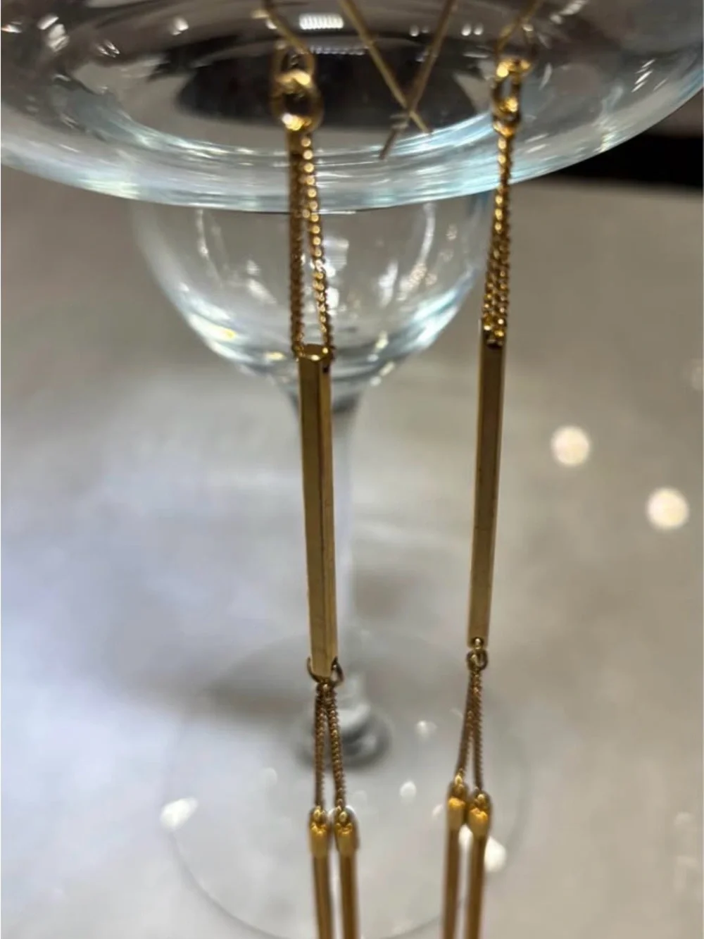 Bright Gold Tone Tassel Earrings LONG Dangling Chains French Hooks 6.5